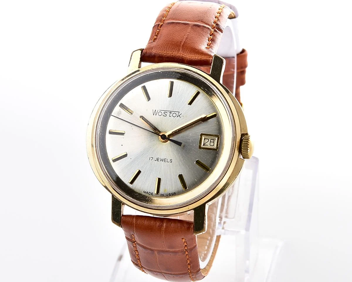 Soviet vintage gold-plated Wostok (Vostok) mechanical wristwatch