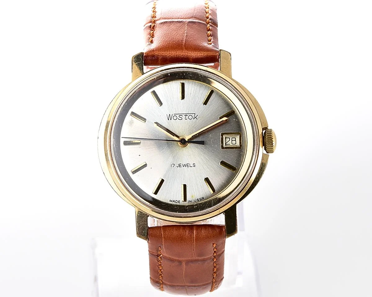 Soviet vintage gold-plated Wostok (Vostok) mechanical wristwatch