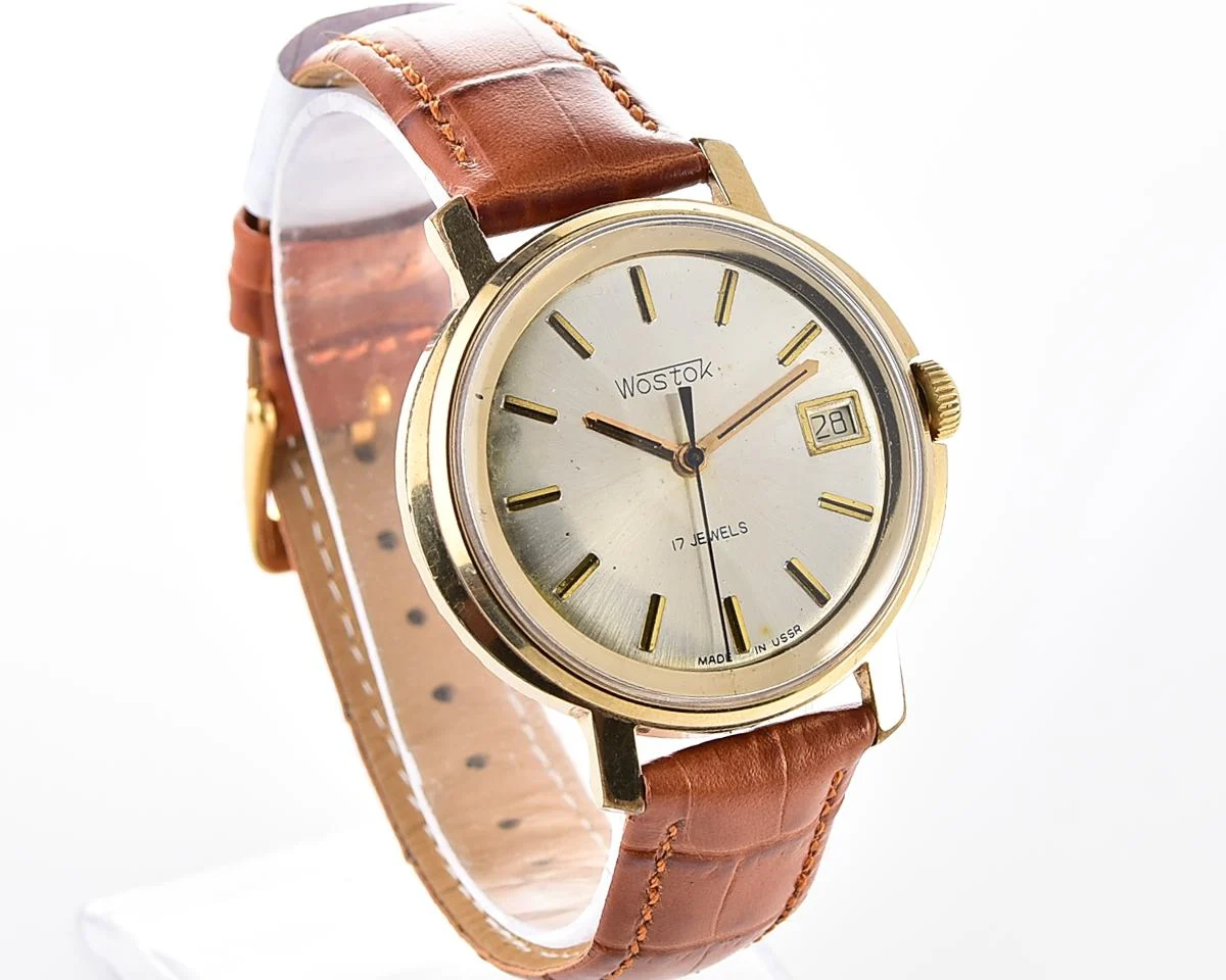 Soviet vintage gold-plated Wostok (Vostok) mechanical wristwatch