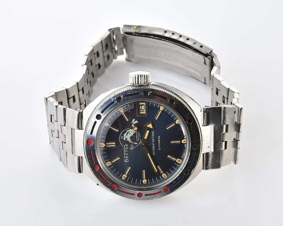Vostok Amphibia Diver wrist watch (Scuba Dude), with stainless steel bracelet