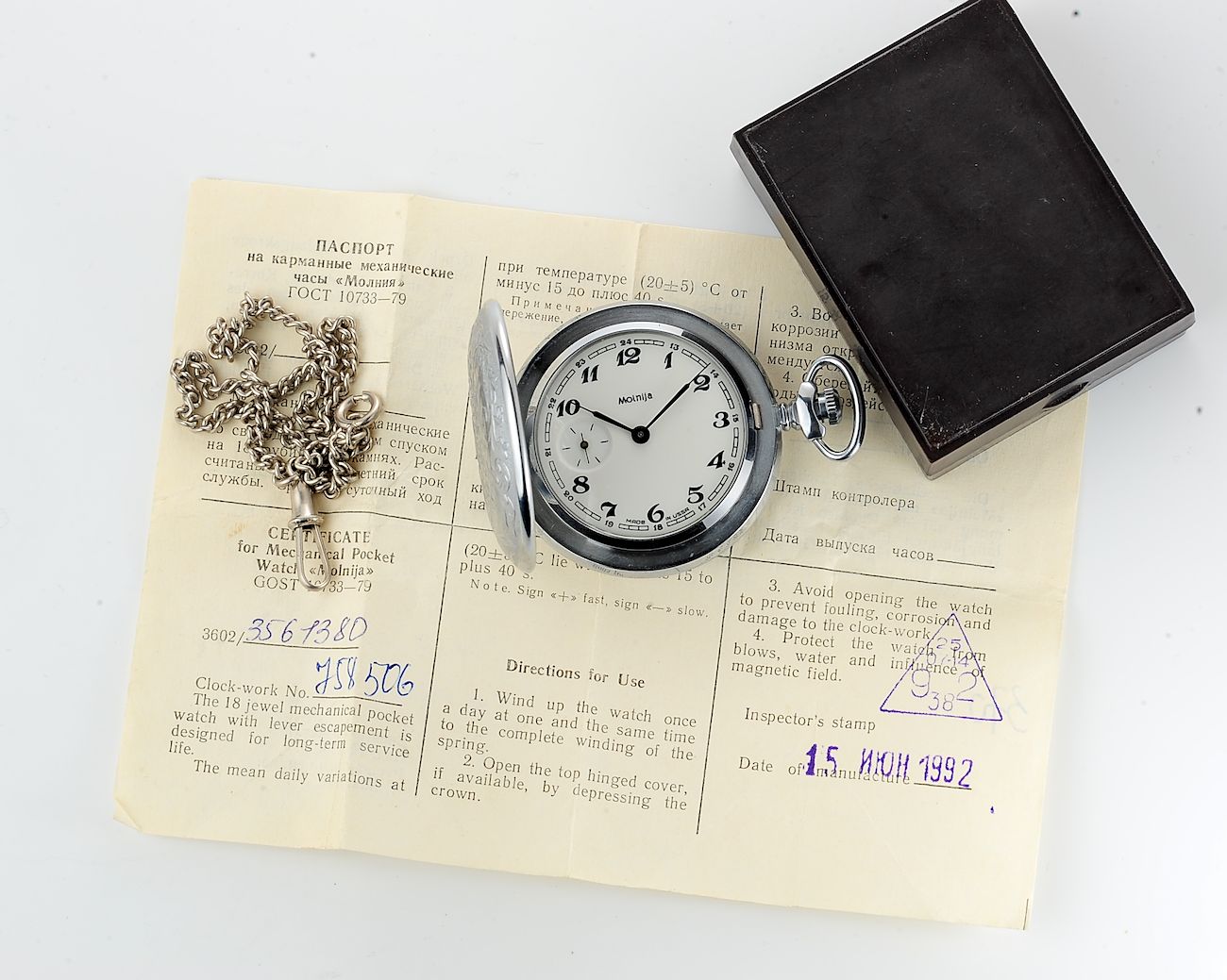 TIME CAPSULE: soviet Molnija mechanical pocket watch - New Old Stock(NOS)!