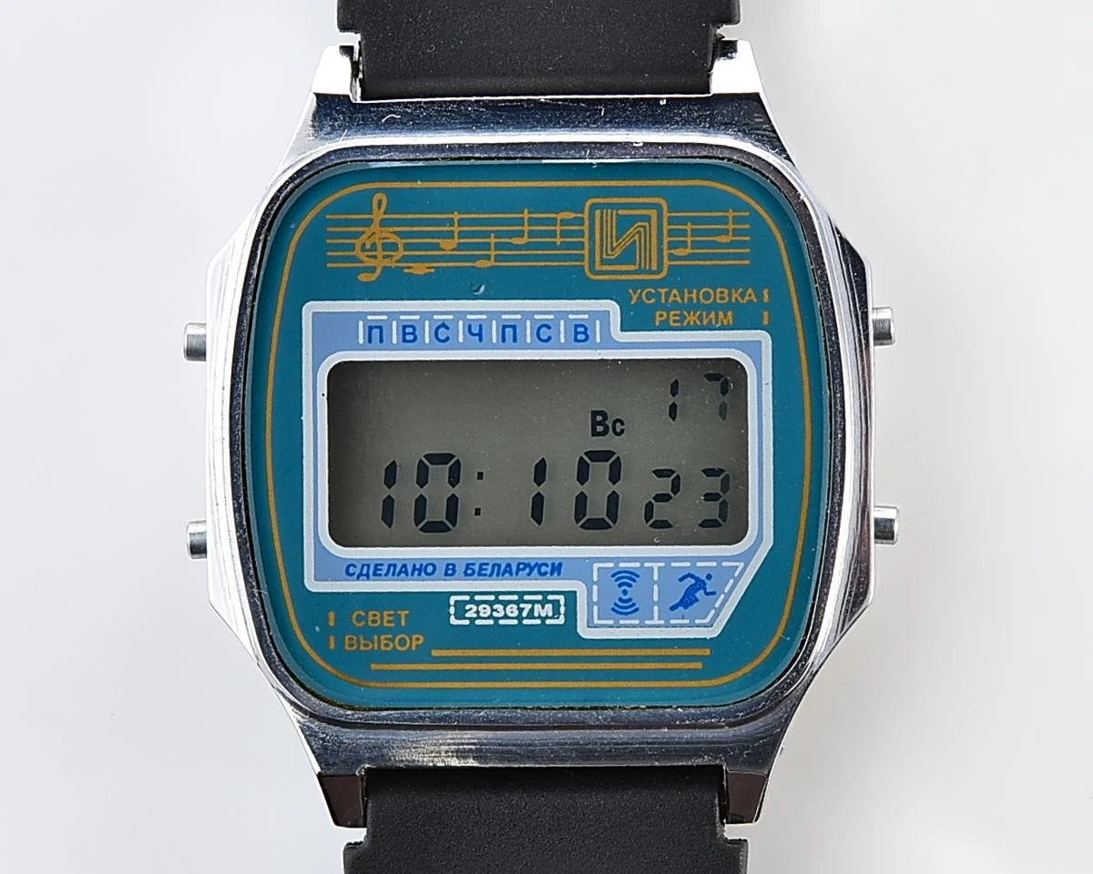 Digital vintage wristwatch Electronika with silicon strap
