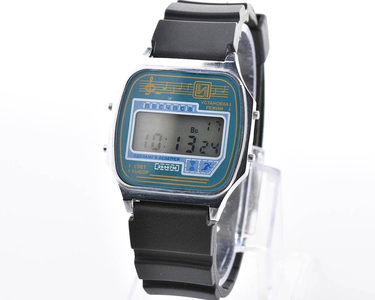 Digital vintage wristwatch Electronika with silicon strap