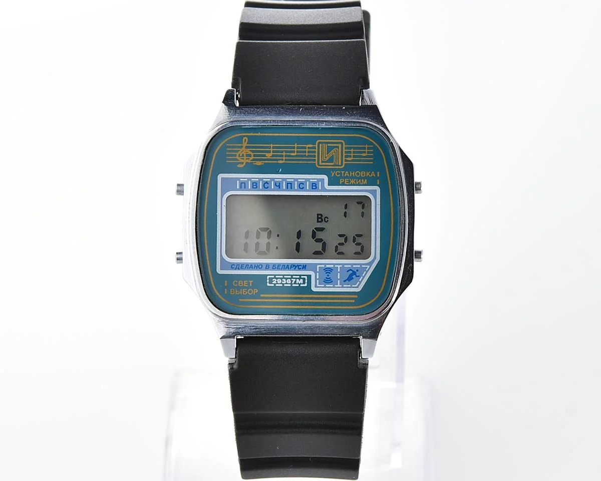 Digital vintage wristwatch Electronika with silicon strap