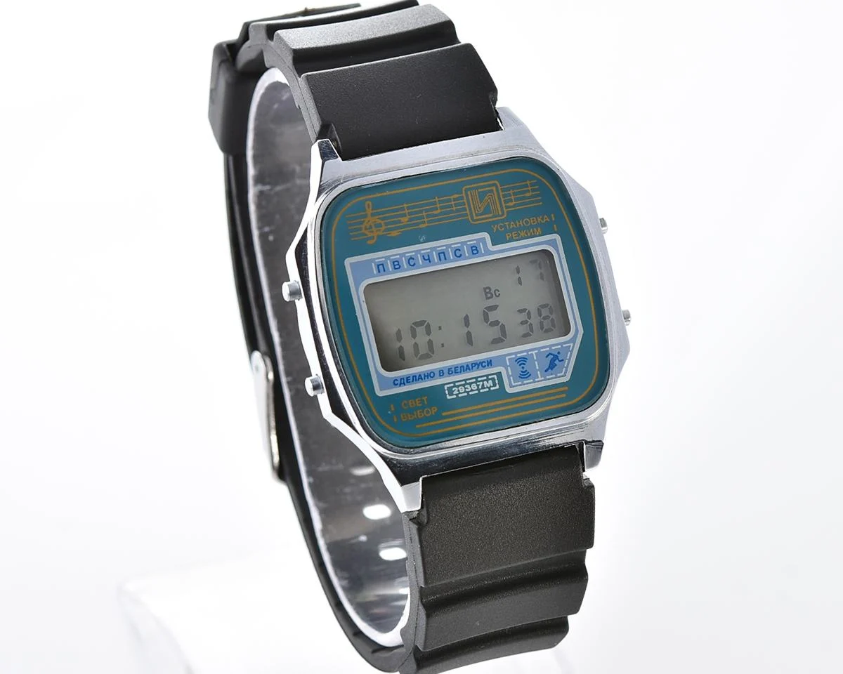 Digital vintage wristwatch Electronika with silicon strap