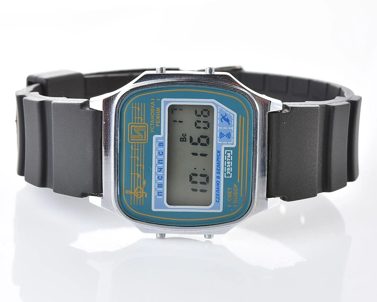 Digital vintage wristwatch Electronika with silicon strap