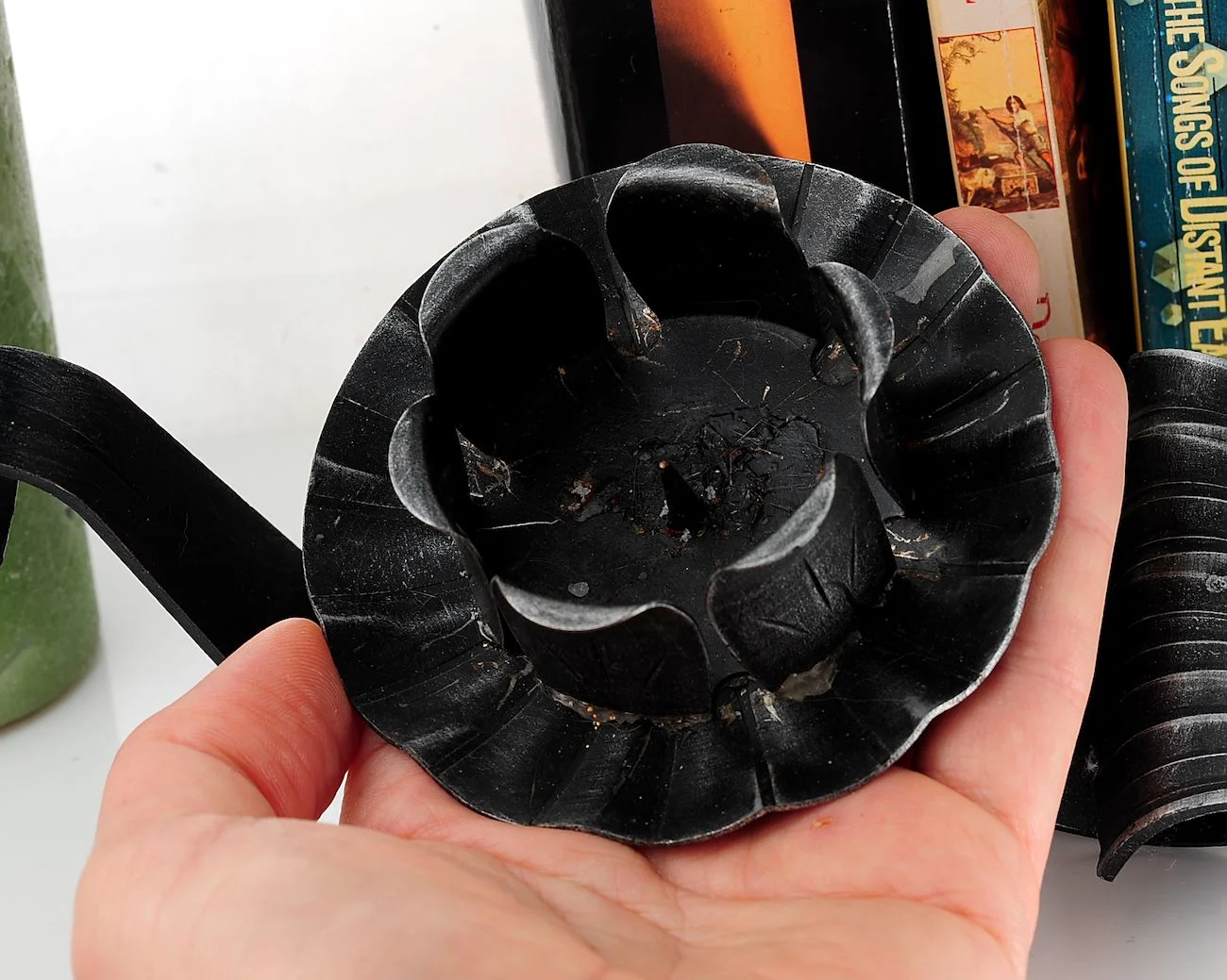 Vintage Soviet Wrought Iron Style Candle Holder – Black Metal Tulip Petal Candlestick