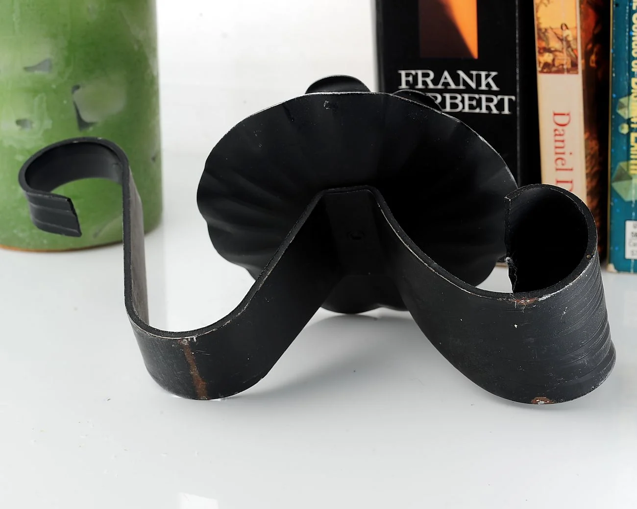 Vintage Soviet Wrought Iron Style Candle Holder – Black Metal Tulip Petal Candlestick