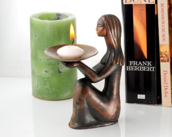 Vintage Soviet Mid-Century Modern Candle Holder – Elegant Kneeling Woman Figurine