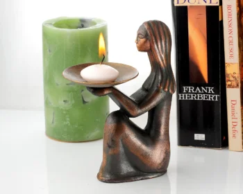 Vintage Soviet Mid-Century Modern Candle Holder – Elegant Kneeling Woman Figurine