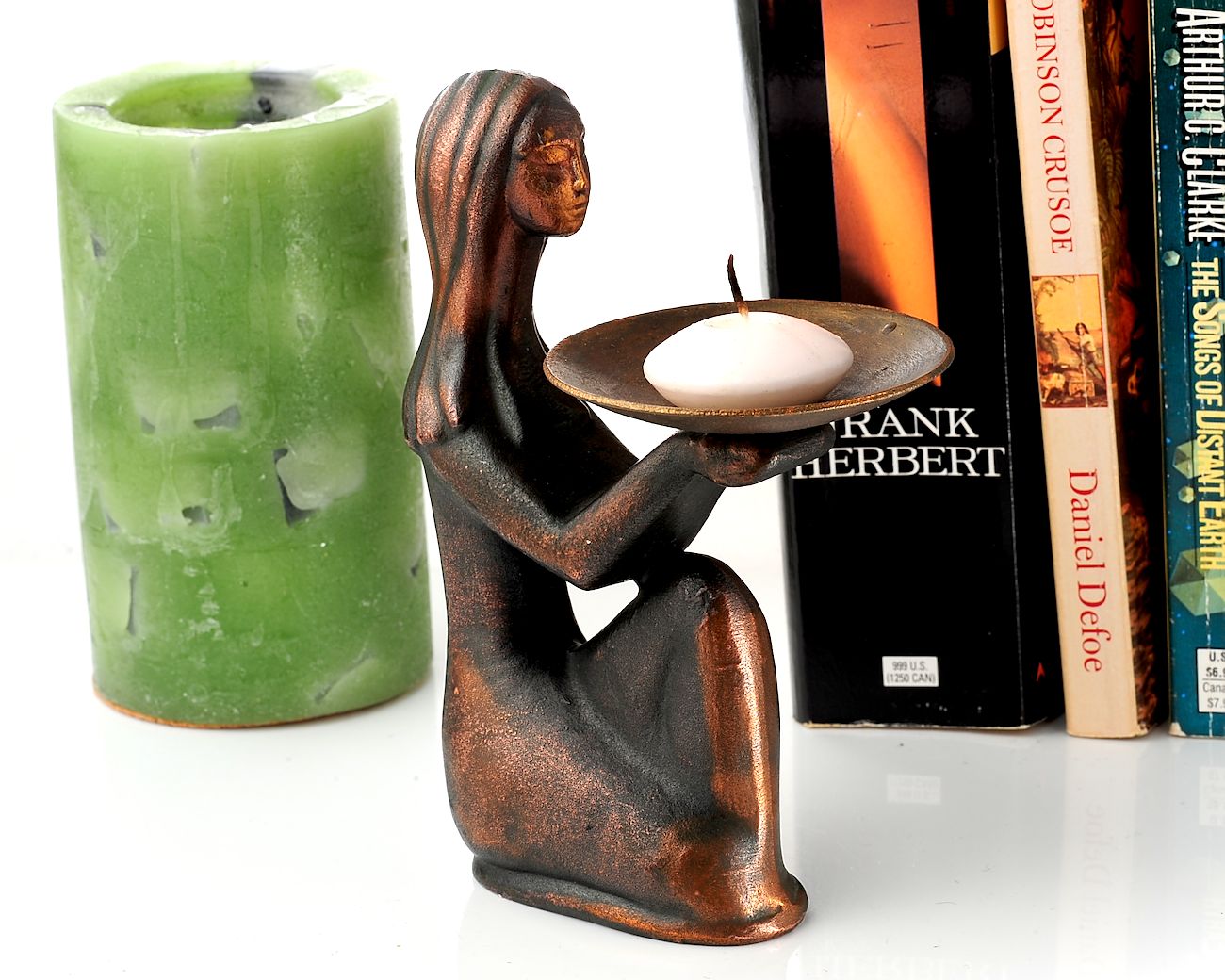 Vintage Soviet Mid-Century Modern Candle Holder – Elegant Kneeling Woman Figurine
