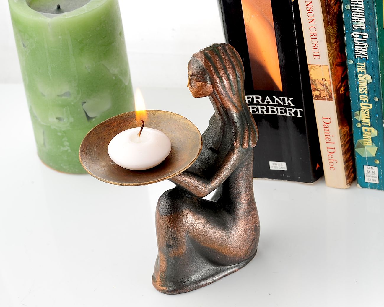 Vintage Soviet Mid-Century Modern Candle Holder – Elegant Kneeling Woman Figurine