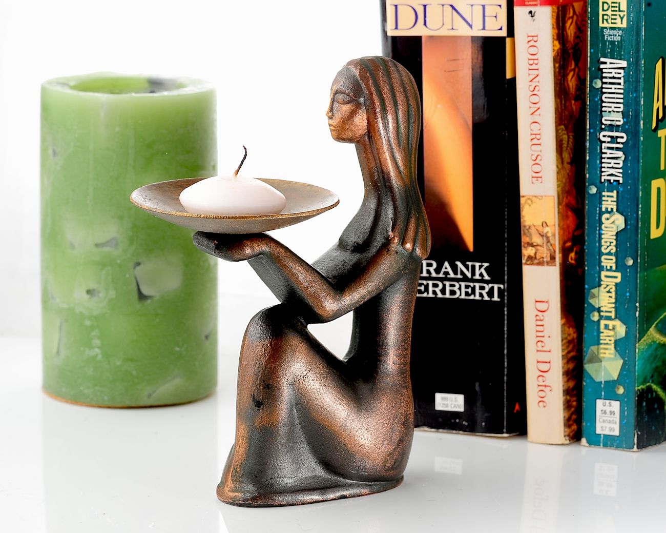 Vintage Soviet Mid-Century Modern Candle Holder – Elegant Kneeling Woman Figurine