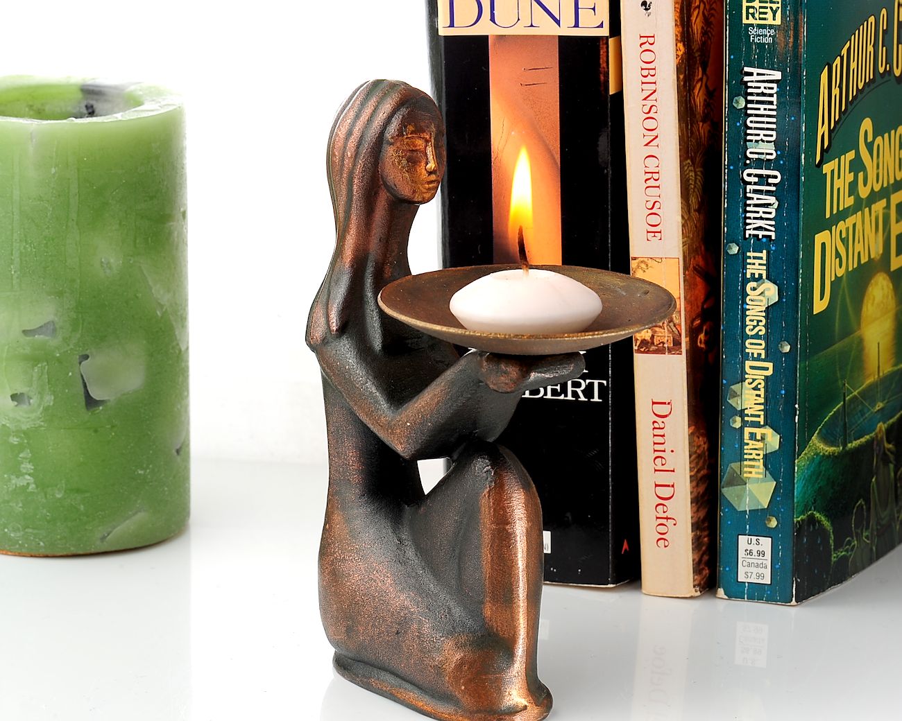 Vintage Soviet Mid-Century Modern Candle Holder – Elegant Kneeling Woman Figurine