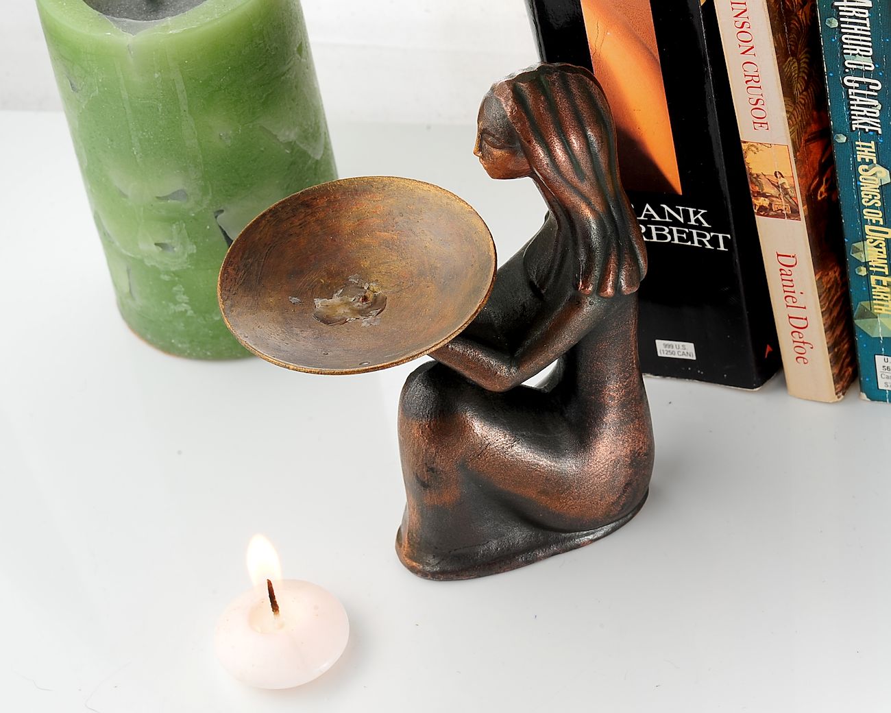 Vintage Soviet Mid-Century Modern Candle Holder – Elegant Kneeling Woman Figurine