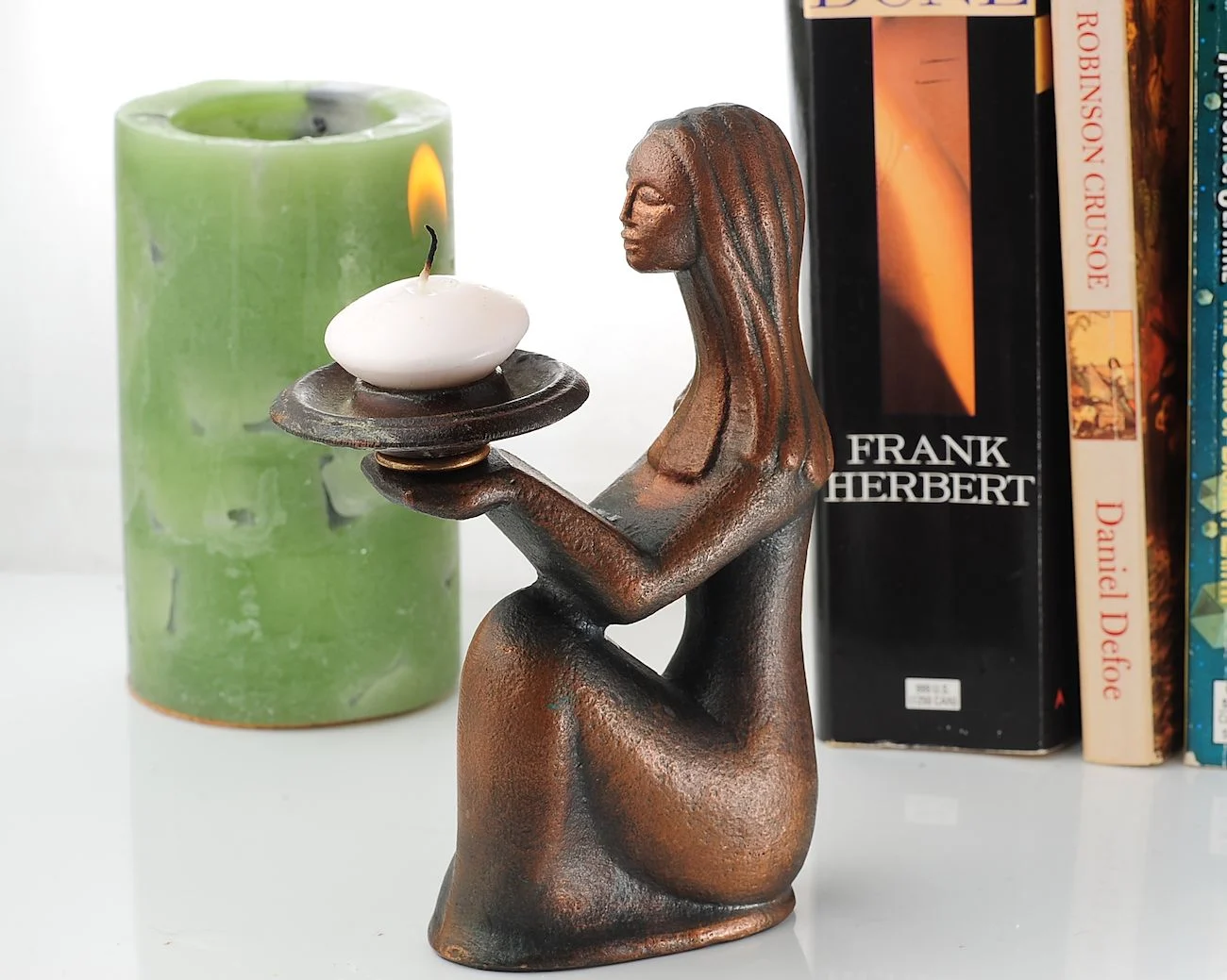 Vintage Soviet Mid-Century Modern Candle Holder – Elegant Kneeling Woman Figurine