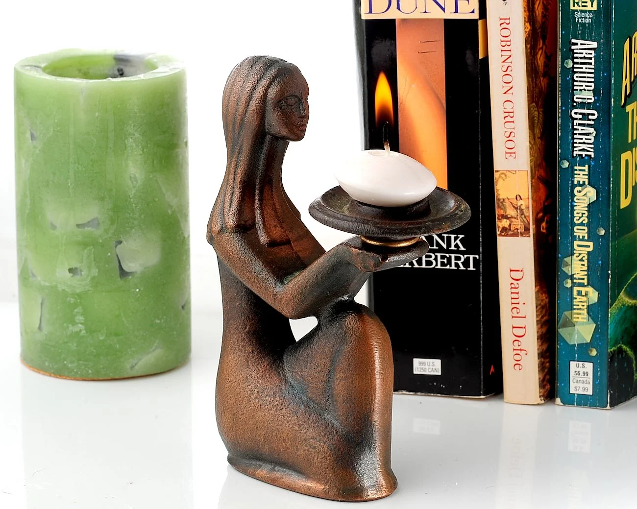 Vintage Soviet Mid-Century Modern Candle Holder – Elegant Kneeling Woman Figurine