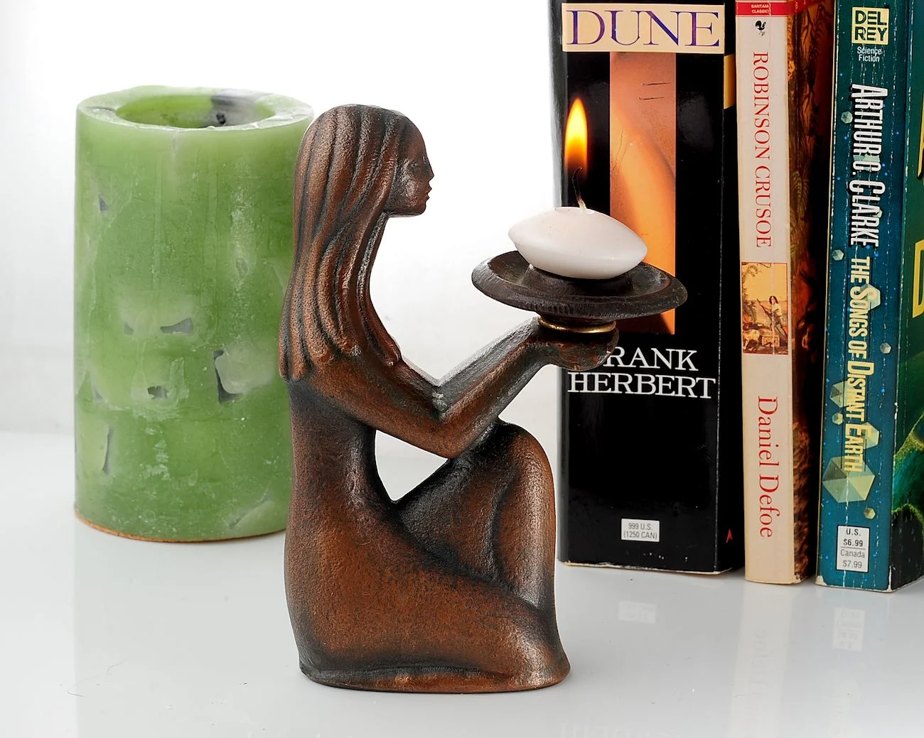 Vintage Soviet Mid-Century Modern Candle Holder – Elegant Kneeling Woman Figurine