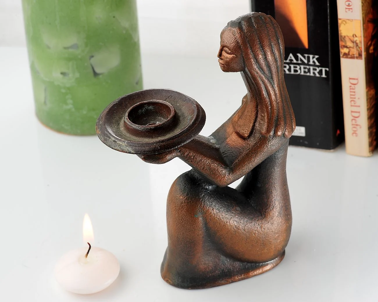 Vintage Soviet Mid-Century Modern Candle Holder – Elegant Kneeling Woman Figurine