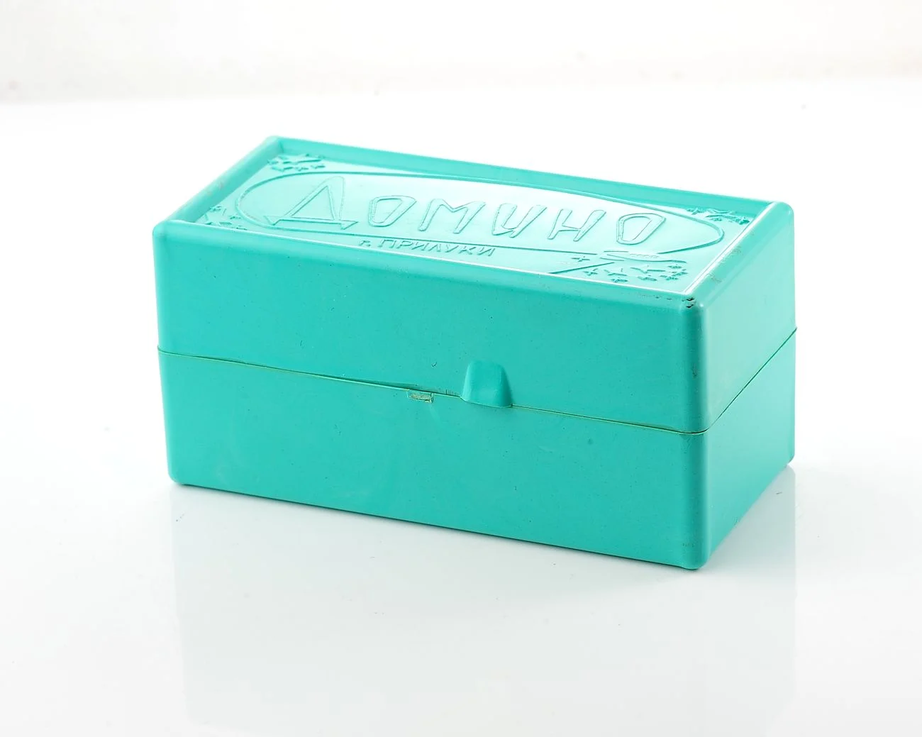 Vintage Soviet Domino set in a turquoise space-age box – rocket & stars lid, Sputnik-pattern tiles, made in Pryluky - Image 12