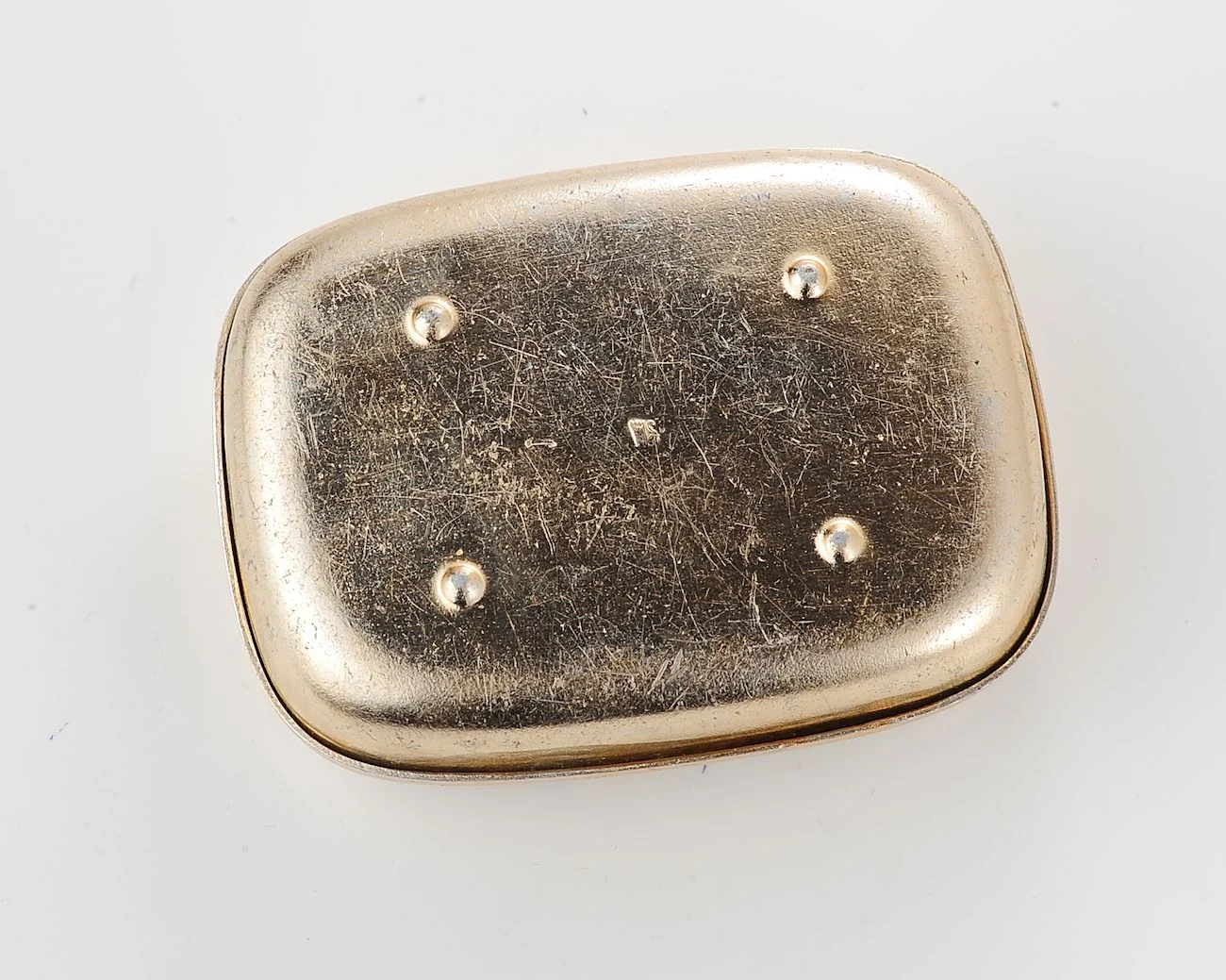 Vintage Soviet aluminium soap box – enamelled Kolobok fairy-tale lid, gold-tone travel soap case - Image 6