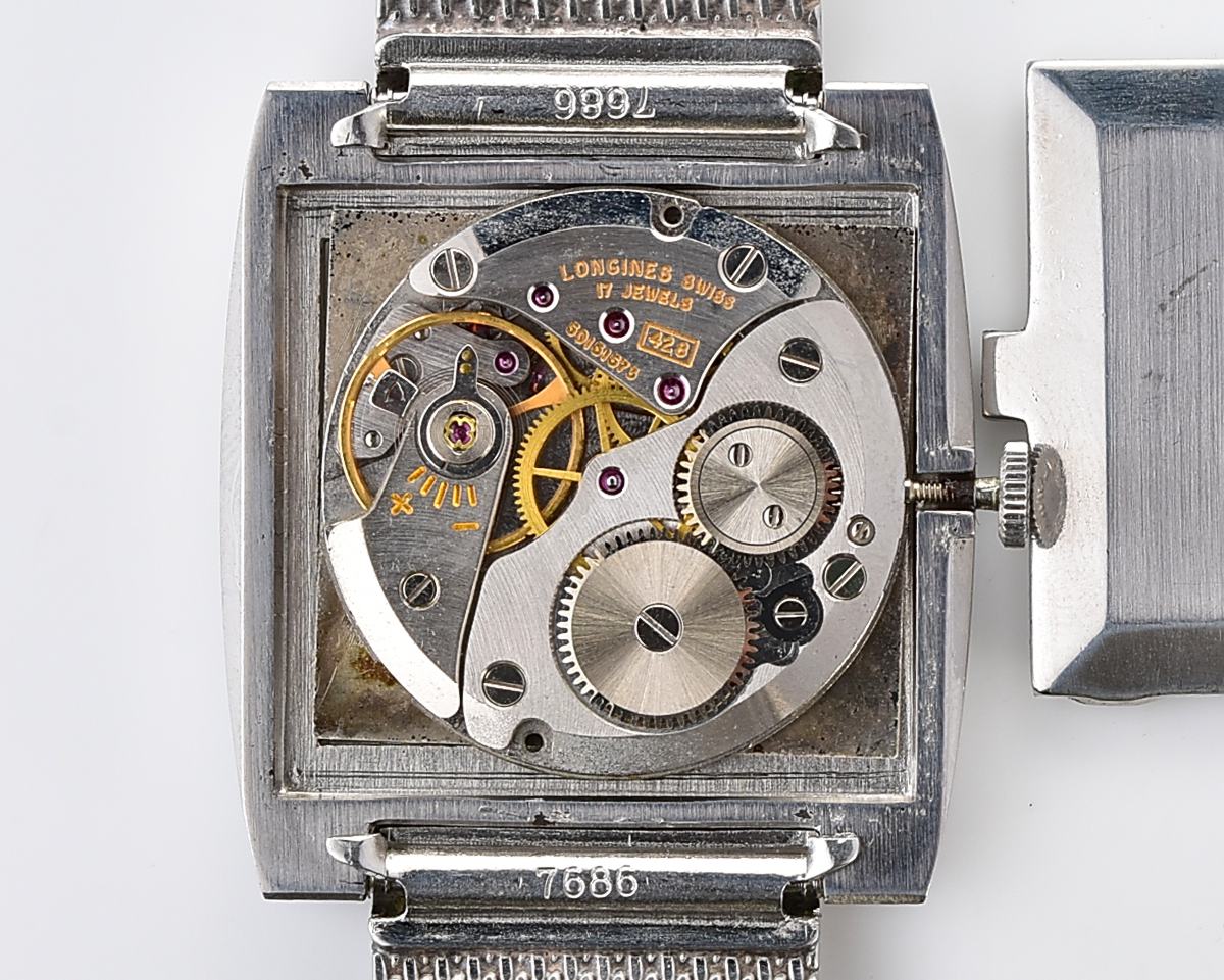 Vintage 1970 Longines Dress - Ultra-Slim Cushion Case with Original Factory Mesh Bracelet