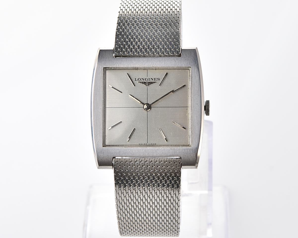 Vintage 1970 Longines Dress - Ultra-Slim Cushion Case with Original Factory Mesh Bracelet