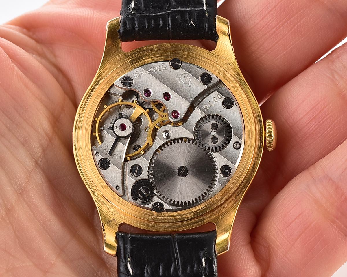 Vintage soviet mechanical POBEDA watch with rare textured dial, 2MChZ from 1950s