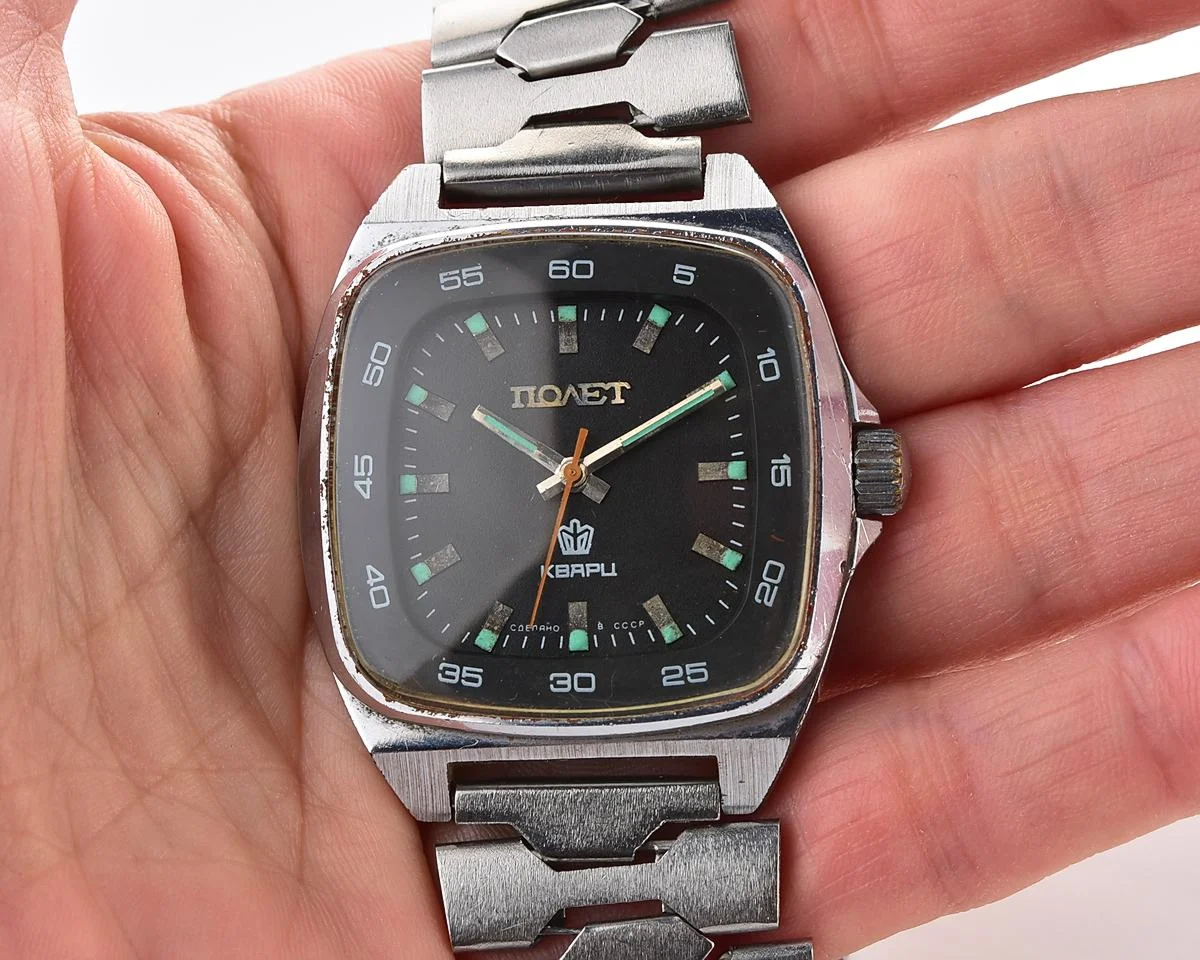 Large Soviet Poljot watch with quartz movement