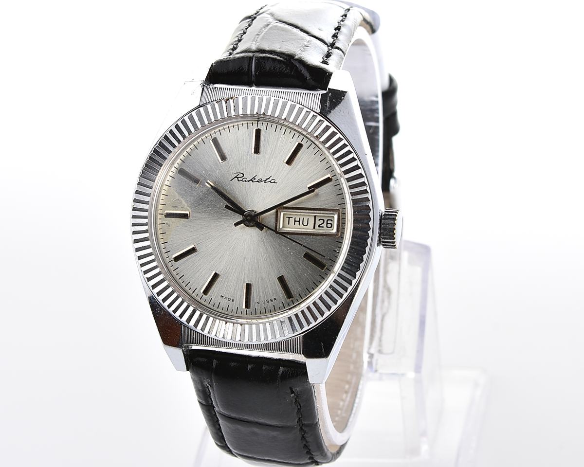 RAKETA vintage mechanical wristwatch with double calendar