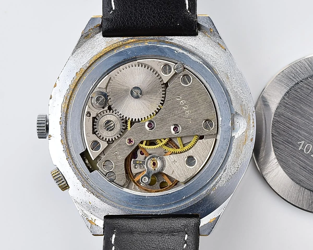 Soviet Raketa perpetual calendar mechanical watch with rare black dial