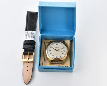 Vintage Soviet gold-plated Raketa - with it's box and passport!