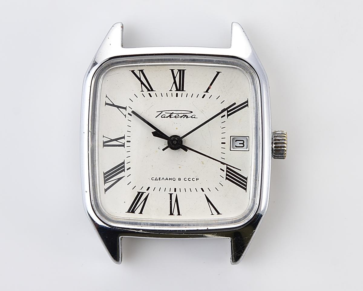 Vintage soviet mechanical watch "Raketa" with roman numerals on the dial