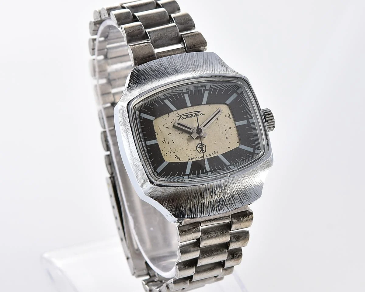 Vintage Soviet Raketa mechanical wristwatch with unusual body