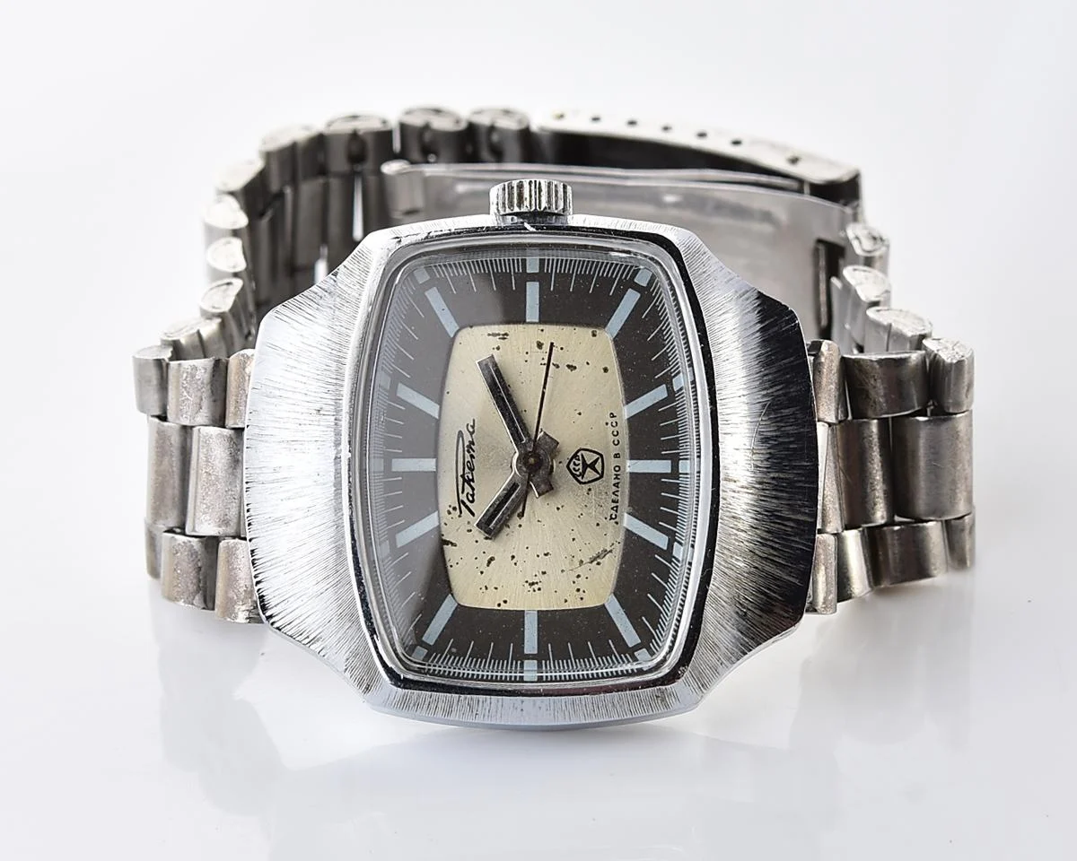 Vintage Soviet Raketa mechanical wristwatch with unusual body