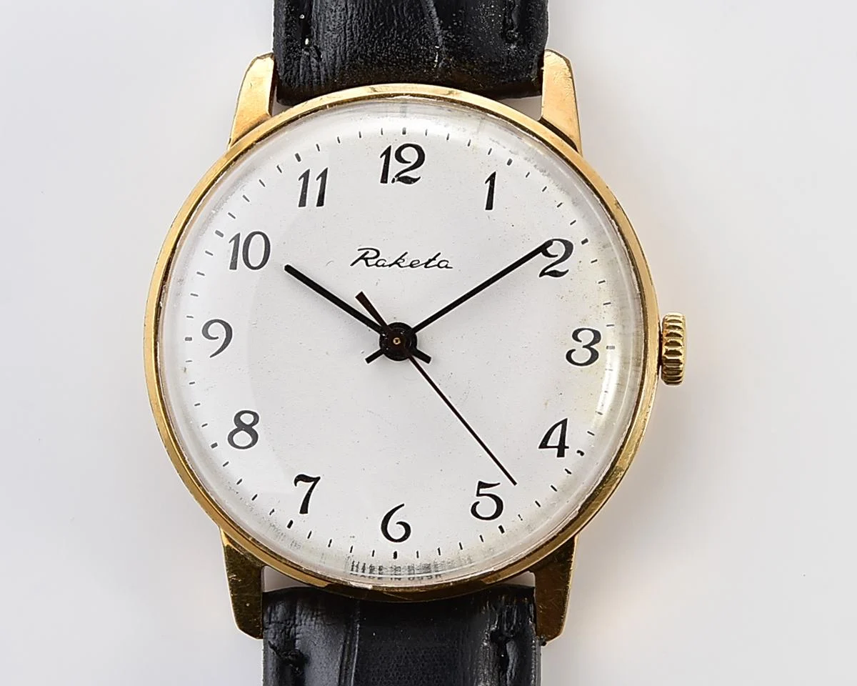 Gold-plated Soviet Raketa elegant vintage wristwatch