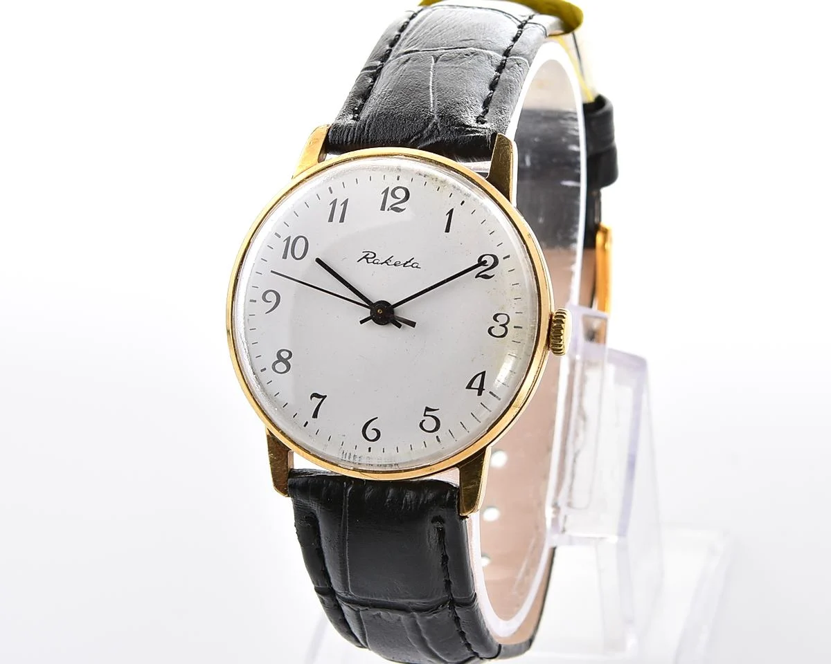 Gold-plated Soviet Raketa elegant vintage wristwatch