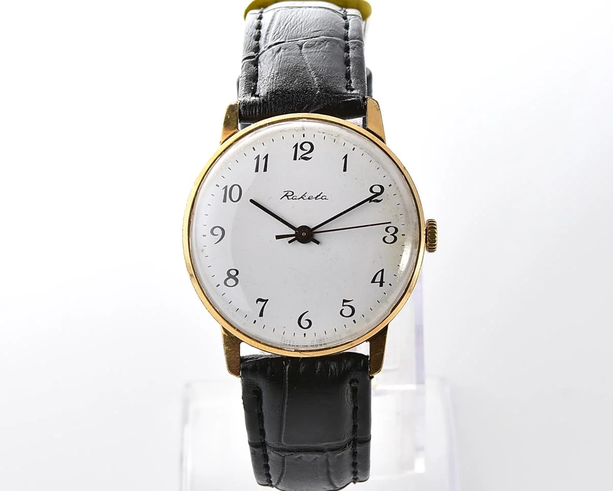 Gold-plated Soviet Raketa elegant vintage wristwatch