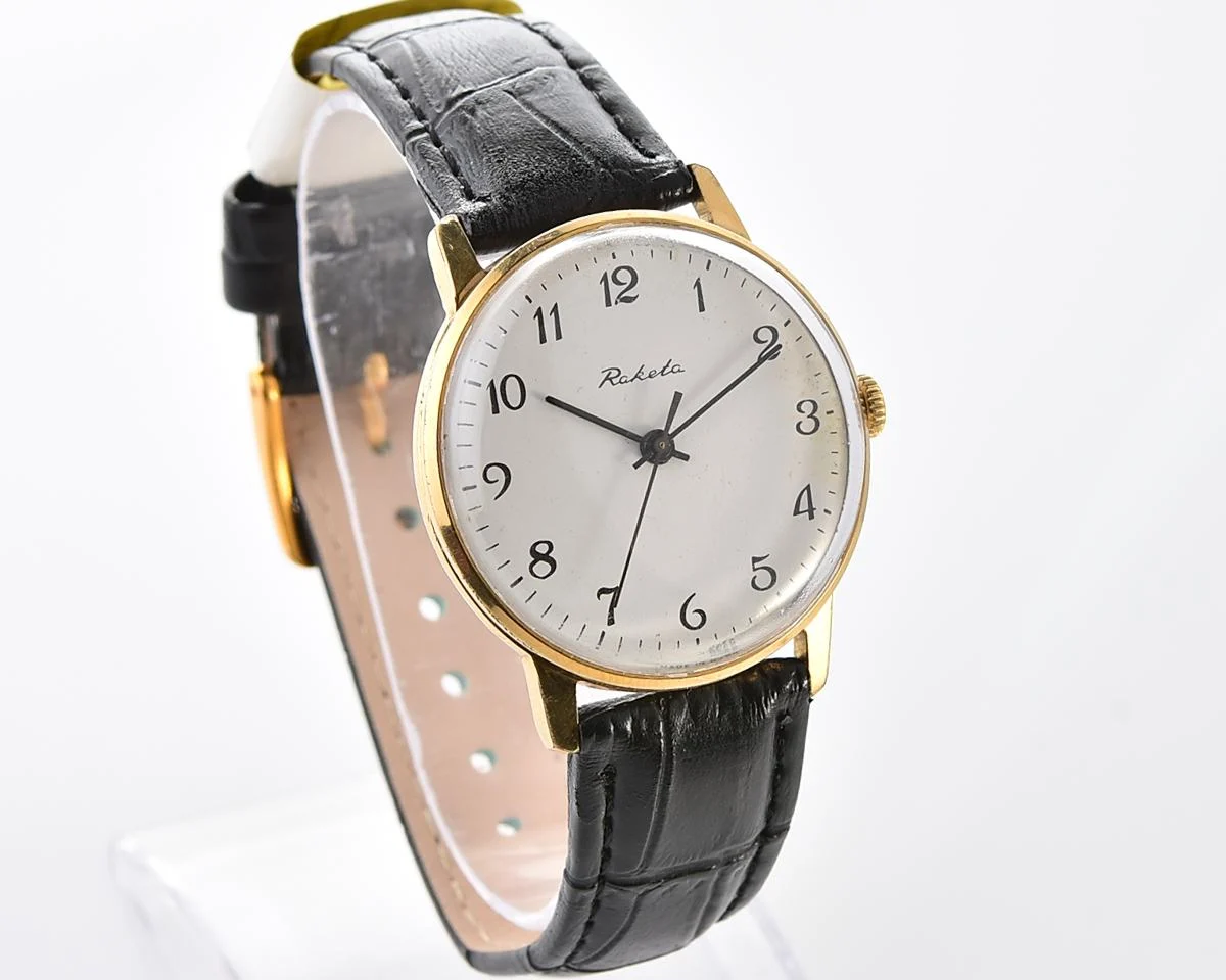 Gold-plated Soviet Raketa elegant vintage wristwatch