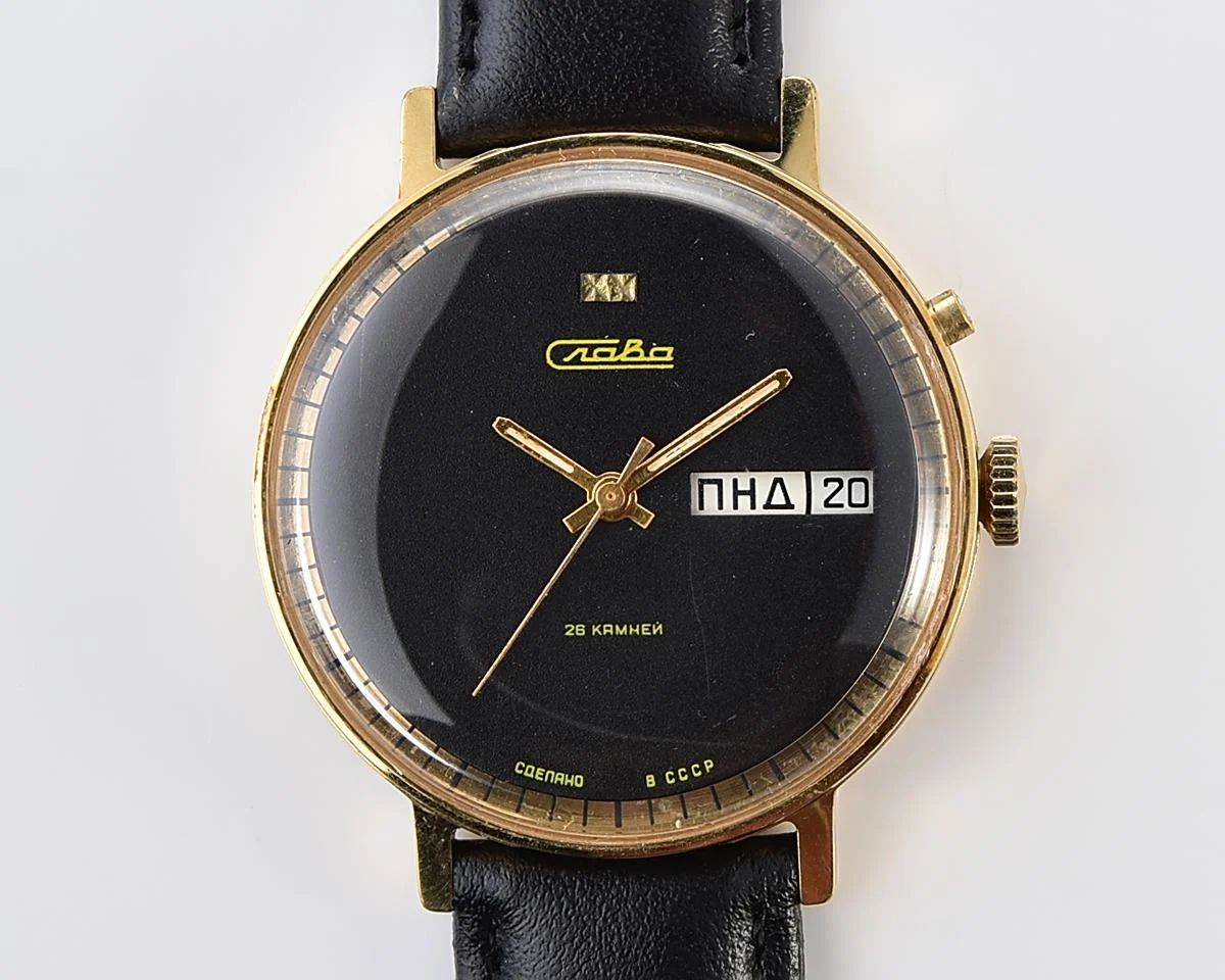 Excellent Slava Soviet gold-plated mechanical vintage watch