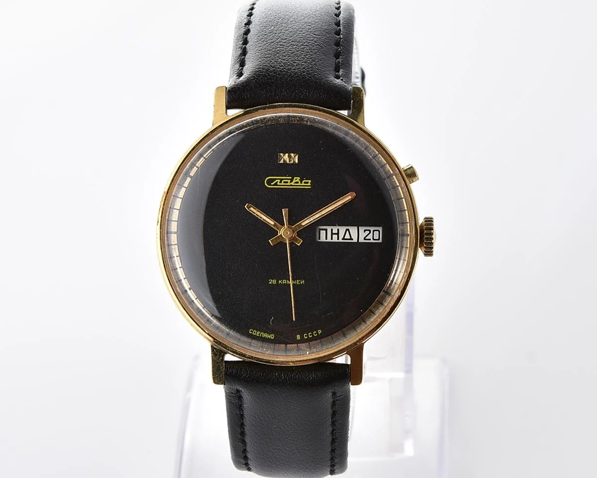 Excellent Slava Soviet gold-plated mechanical vintage watch
