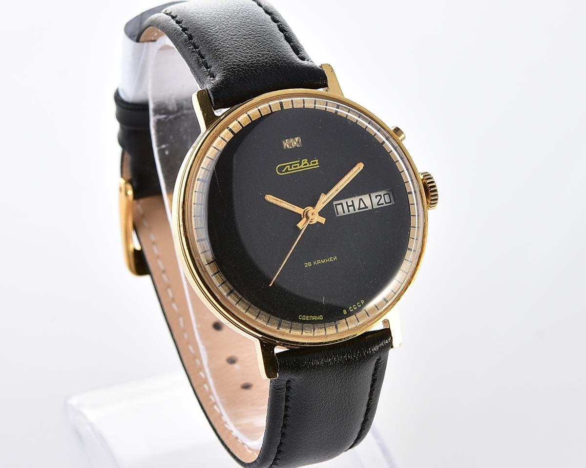 Excellent Slava soviet gold-plated mechanical vintage watch