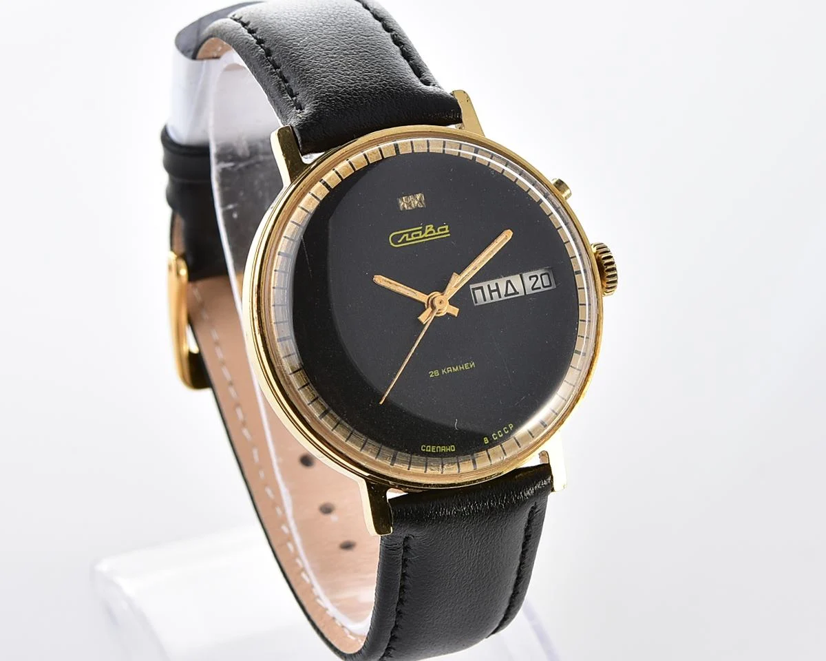 Excellent Slava Soviet gold-plated mechanical vintage watch