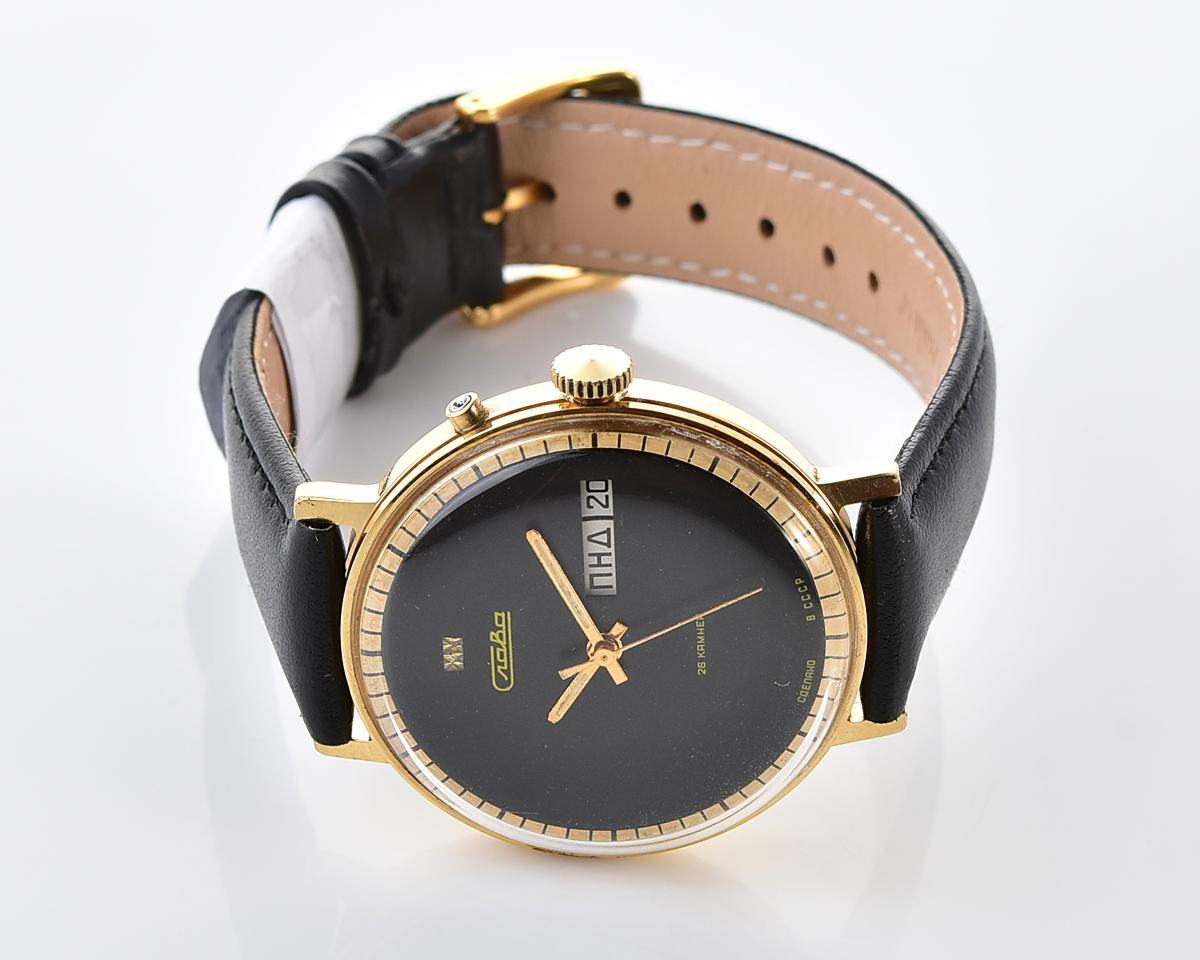 Excellent Slava soviet gold-plated mechanical vintage watch