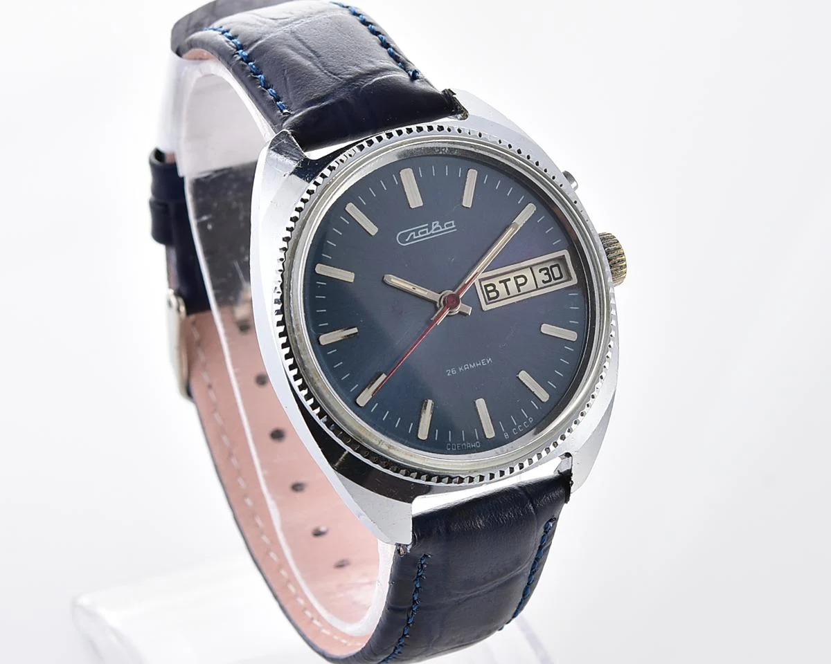 Excellent Slava vintage Soviet mechanical wristwatch