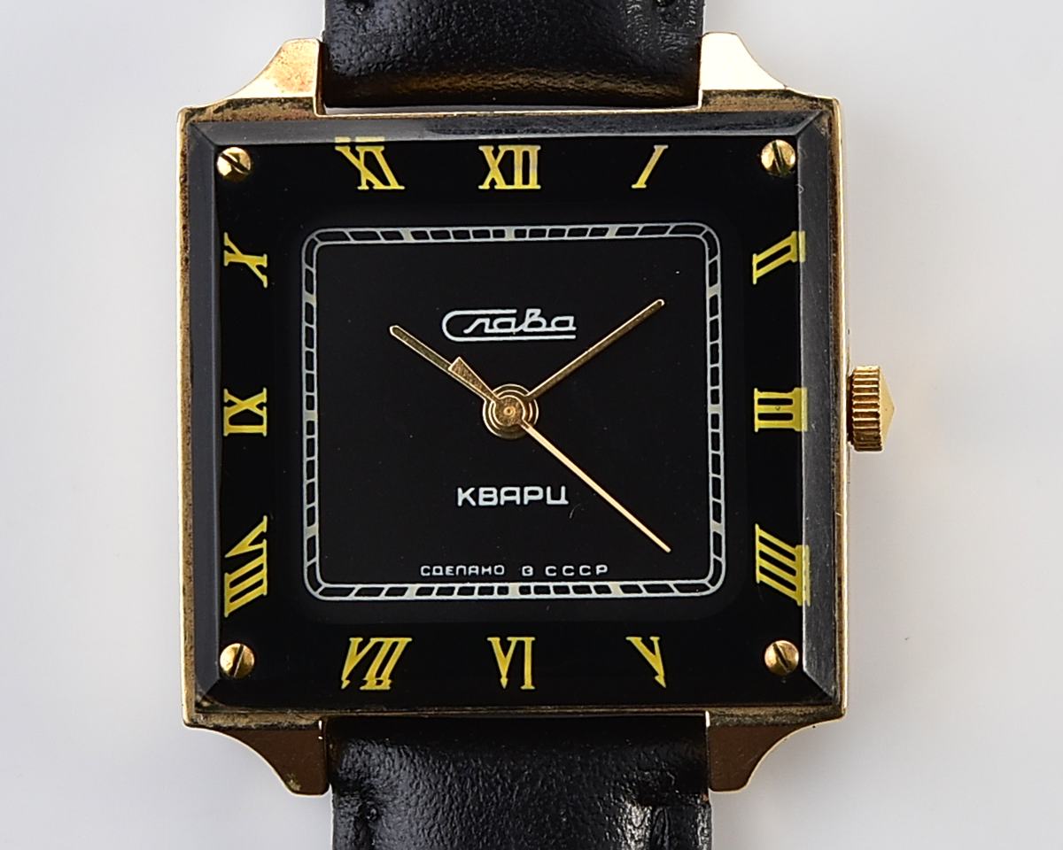 Automatic soviet SLAVA with quartz movement in unusual square body