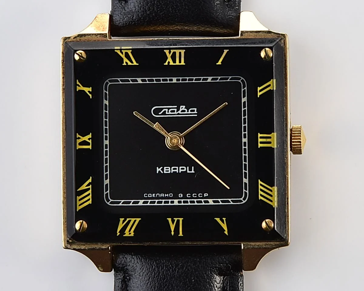 Soviet Slava with quartz movement in unusual square body