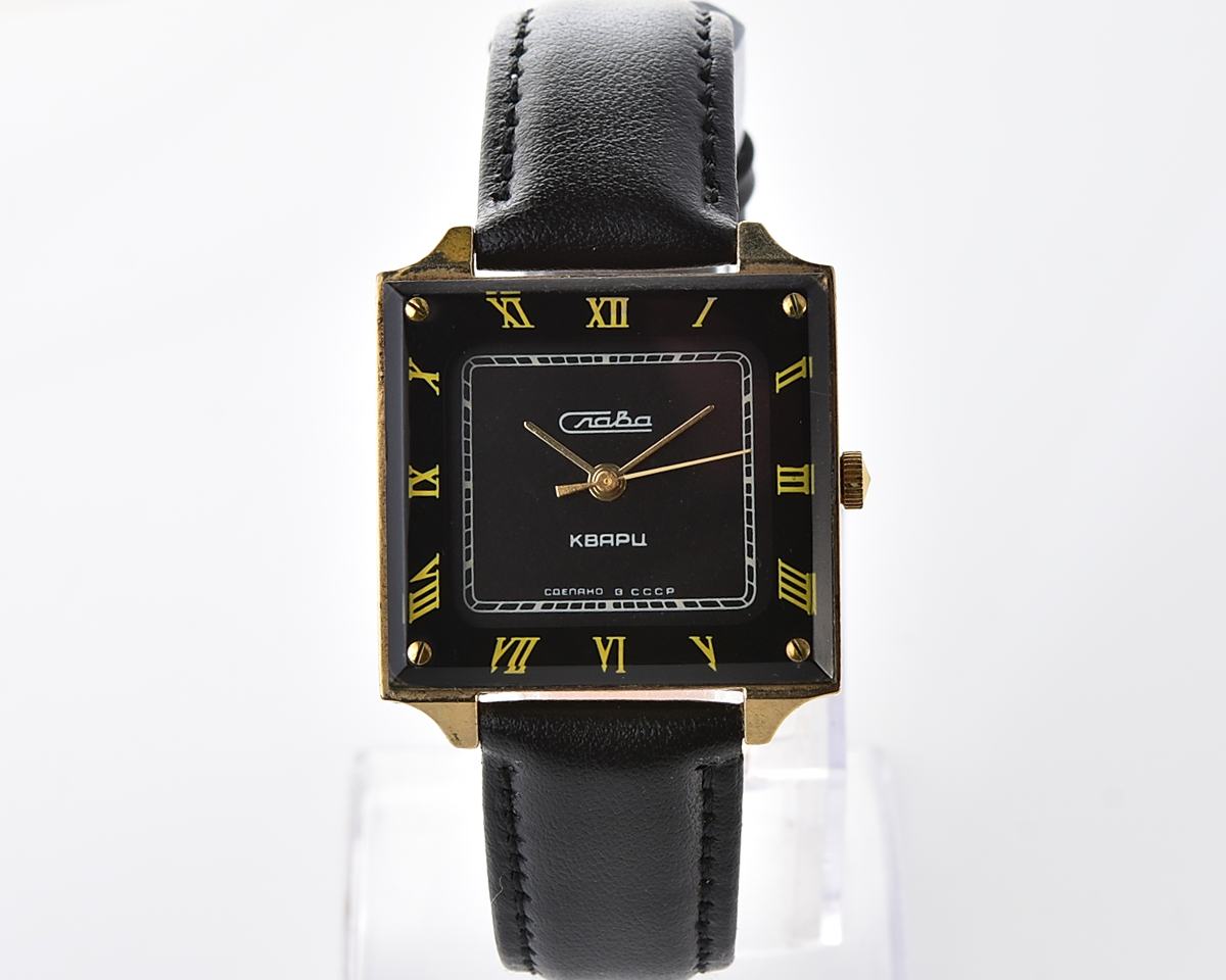 Automatic soviet SLAVA with quartz movement in unusual square body