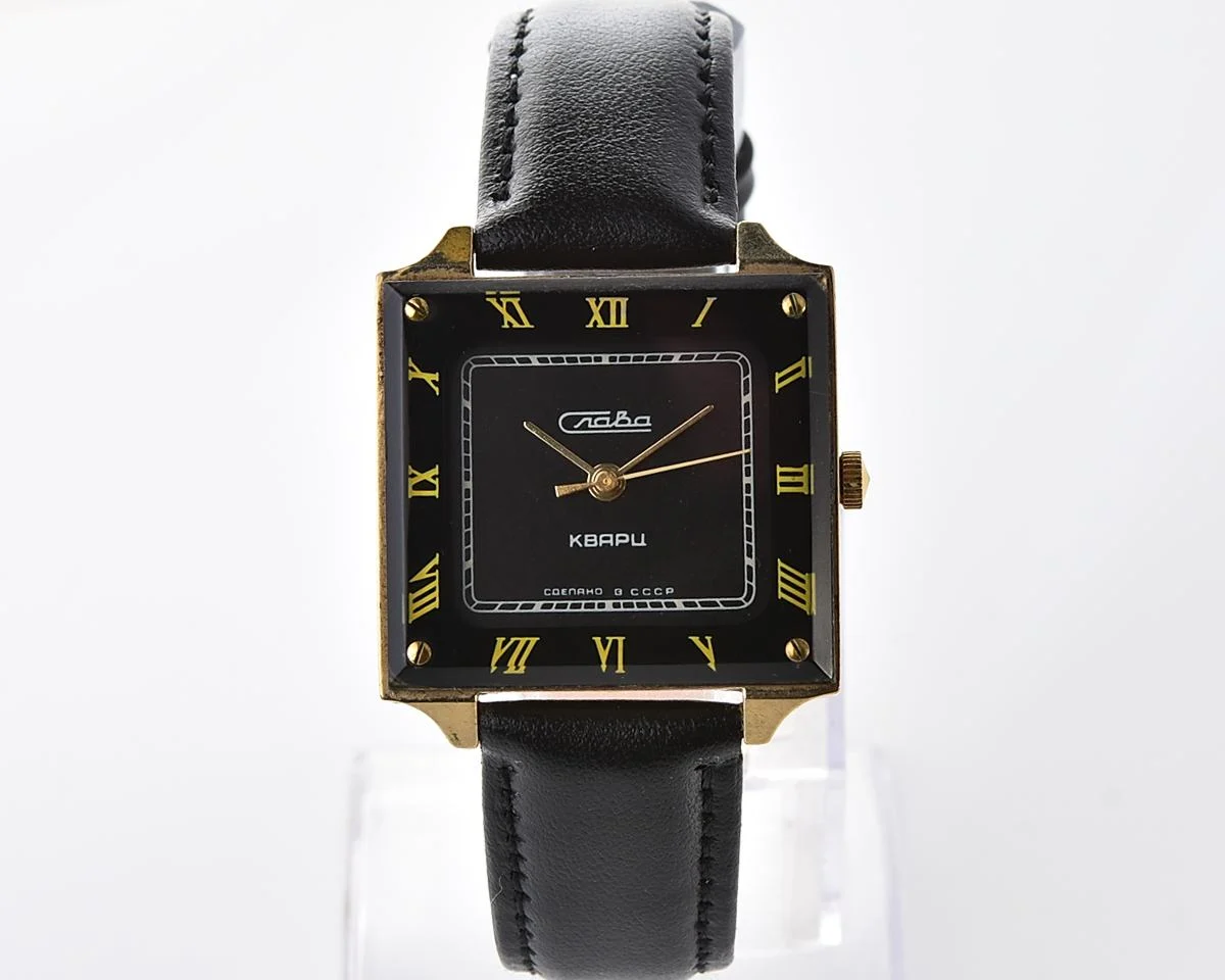 Soviet Slava with quartz movement in unusual square body