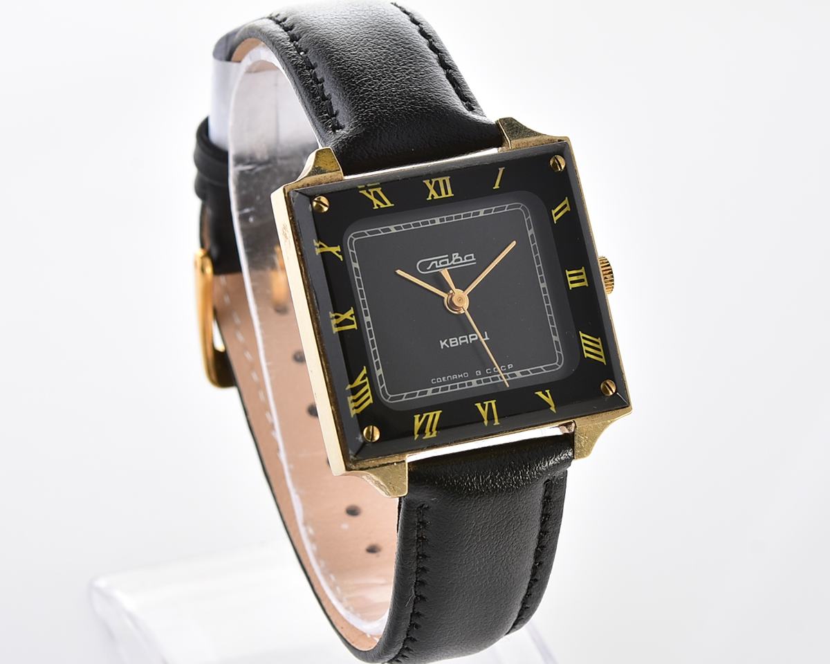Automatic soviet SLAVA with quartz movement in unusual square body